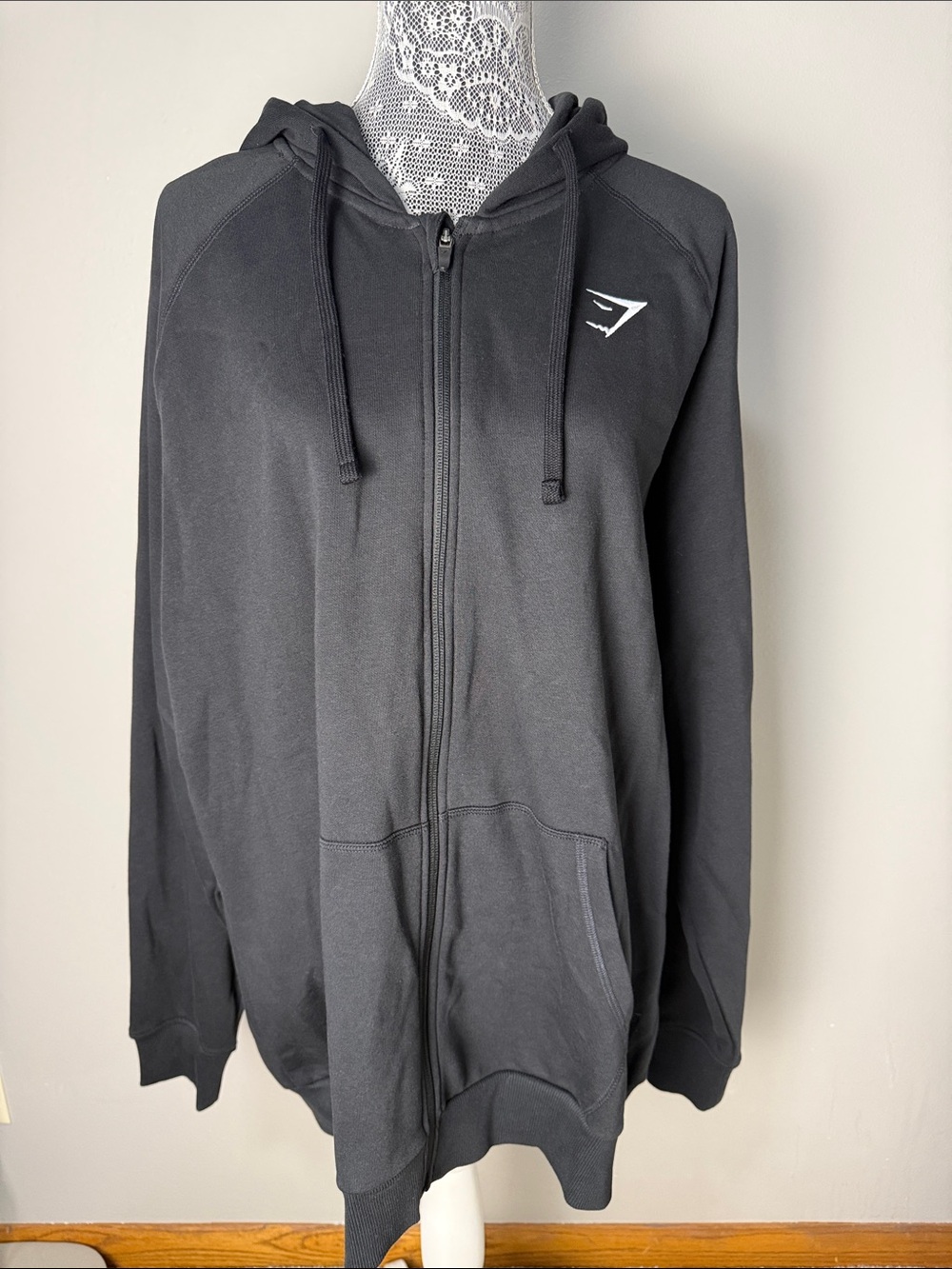 Gymshark Men’s Black Full-Zip Hoodie with Logo